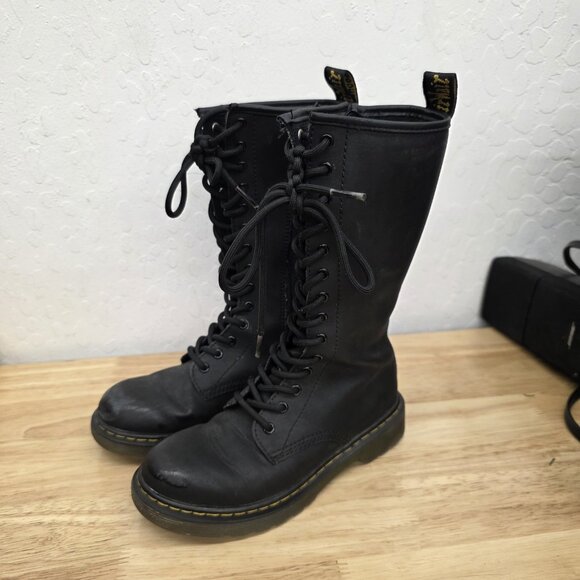 Dr Martens Boots Kids Size 1 1914 Mid Calf Tall Lace Up Zip Up Punk Rock - Picture 2 of 12